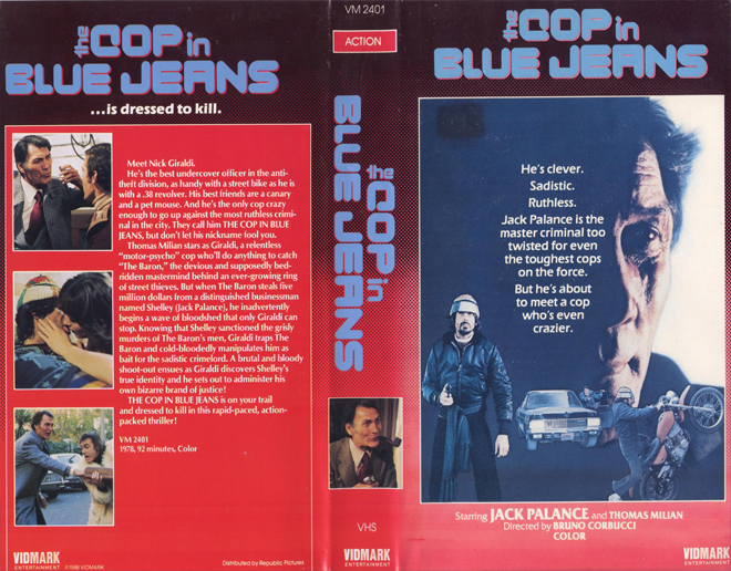 THE COP IN BLUE JEANS VHS COVER, VHS COVERS