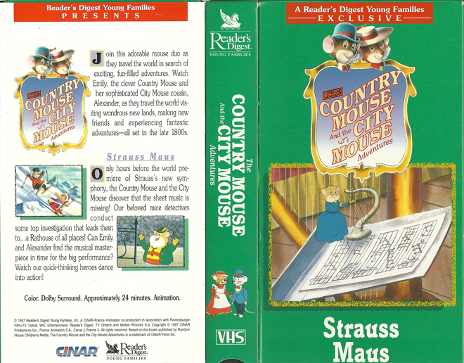 THE COUNTRY MOUSE AND THE CITY MOUSE ADVENTURES : STRAUSS MAUS VHS COVER