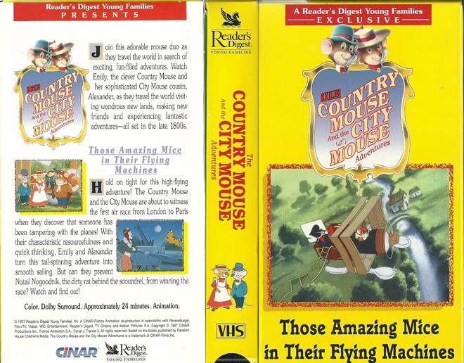 THE COUNTRY MOUSE AND THE CITY MOUSE ADVENTURES : THOSE AMAZING MICE IN THEIR FLYING MACHINES VHS COVER