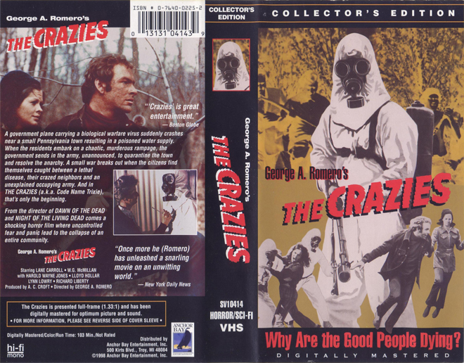 THE CRAZIES COLLECTORS EDITION, VHS COVER, VHS COVERS