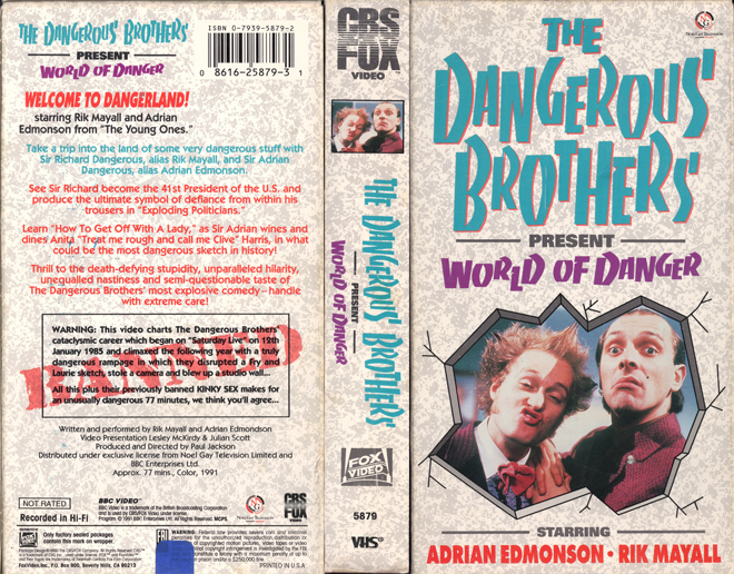 THE DANGEROUS BROTHERS PRESENT WORLD OF DANGER VHS COVER