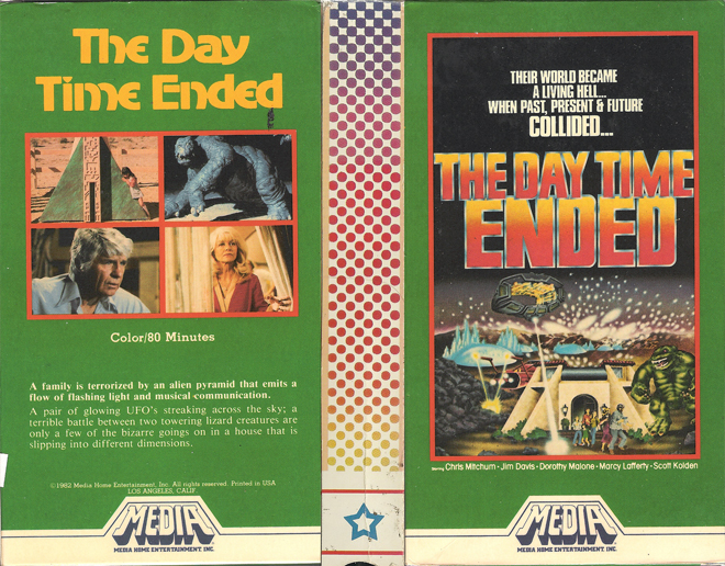 THE DAY TIME ENDED VHS, ACTION VHS COVER, HORROR VHS COVER, BLAXPLOITATION VHS COVER, HORROR VHS COVER, ACTION EXPLOITATION VHS COVER, SCI-FI VHS COVER, MUSIC VHS COVER, SEX COMEDY VHS COVER, DRAMA VHS COVER, SEXPLOITATION VHS COVER, BIG BOX VHS COVER, CLAMSHELL VHS COVER, VHS COVER, VHS COVERS, DVD COVER, DVD COVERS