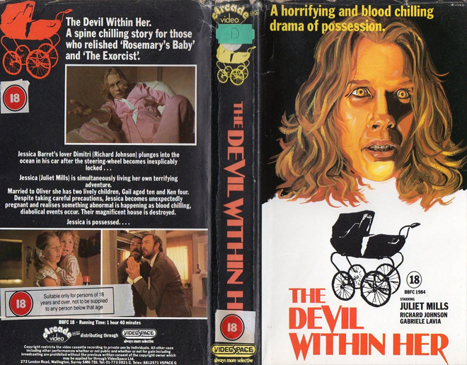 THE DEVIL WITHIN HER HORROR THRILLER ARCADE VIDEO VHS COVER, VHS COVERS