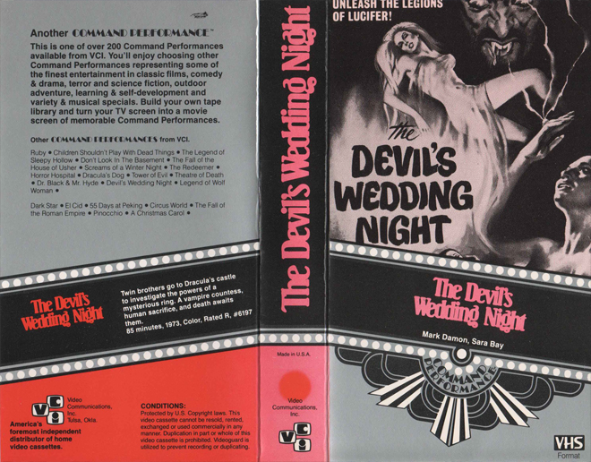 THE DEVILS WEDDING NIGHT, ACTION VHS COVER, HORROR VHS COVER, BLAXPLOITATION VHS COVER, HORROR VHS COVER, ACTION EXPLOITATION VHS COVER, SCI-FI VHS COVER, MUSIC VHS COVER, SEX COMEDY VHS COVER, DRAMA VHS COVER, SEXPLOITATION VHS COVER, BIG BOX VHS COVER, CLAMSHELL VHS COVER, VHS COVER, VHS COVERS, DVD COVER, DVD COVERS