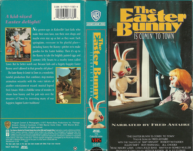 THE EASTER BUNNY IS COMIN TO TOWN NARRATED BY FRED ASRITE VHS COVER