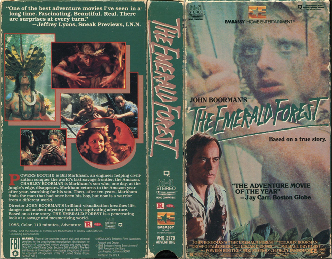 THE EMERALD FOREST, ACTION VHS COVER, HORROR VHS COVER, BLAXPLOITATION VHS COVER, HORROR VHS COVER, ACTION EXPLOITATION VHS COVER, SCI-FI VHS COVER, MUSIC VHS COVER, SEX COMEDY VHS COVER, DRAMA VHS COVER, SEXPLOITATION VHS COVER, BIG BOX VHS COVER, CLAMSHELL VHS COVER, VHS COVER, VHS COVERS, DVD COVER, DVD COVERS