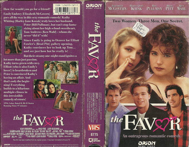 THE FAVOR ORION BRAD PITT VHS COVER