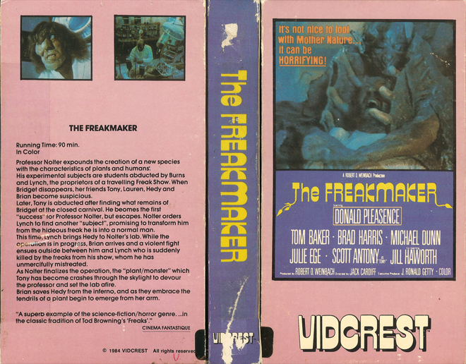 THE FREAKMAKER VIDCREST VHS COVER, VHS COVERS