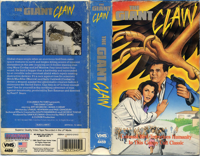 THE GIANT CLAW THRILLER ACTION HORROR SCIFI, ACTION VHS COVER, HORROR VHS COVER, BLAXPLOITATION VHS COVER, HORROR VHS COVER, ACTION EXPLOITATION VHS COVER, SCI-FI VHS COVER, MUSIC VHS COVER, SEX COMEDY VHS COVER, DRAMA VHS COVER, SEXPLOITATION VHS COVER, BIG BOX VHS COVER, CLAMSHELL VHS COVER, VHS COVER, VHS COVERS, DVD COVER, DVD COVERS