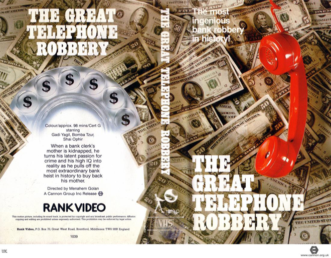 THE GREAT TELEPHONE ROBBERY VHS COVER, ACTION VHS COVER, HORROR VHS COVER, BLAXPLOITATION VHS COVER, HORROR VHS COVER, ACTION EXPLOITATION VHS COVER, SCI-FI VHS COVER, MUSIC VHS COVER, SEX COMEDY VHS COVER, DRAMA VHS COVER, SEXPLOITATION VHS COVER, BIG BOX VHS COVER, CLAMSHELL VHS COVER, VHS COVER, VHS COVERS, DVD COVER, DVD COVERS