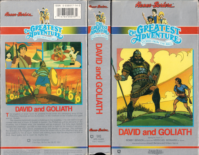 THE GREATEST ADVENTURE STORIES OF THE BIBLE : DAVID AND GOLIATH VHS COVER