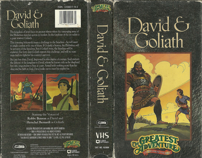 THE GREATEST ADVENTURE STORIES OF THE BIBLE : DAVID AND GOLIATH VHS COVER