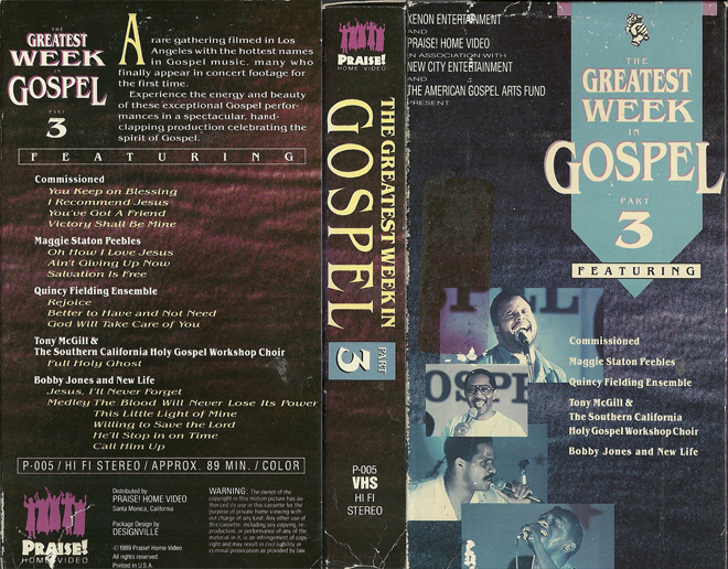 THE GREATEST WEEK IN GOSPEL PART 3 VHS COVER