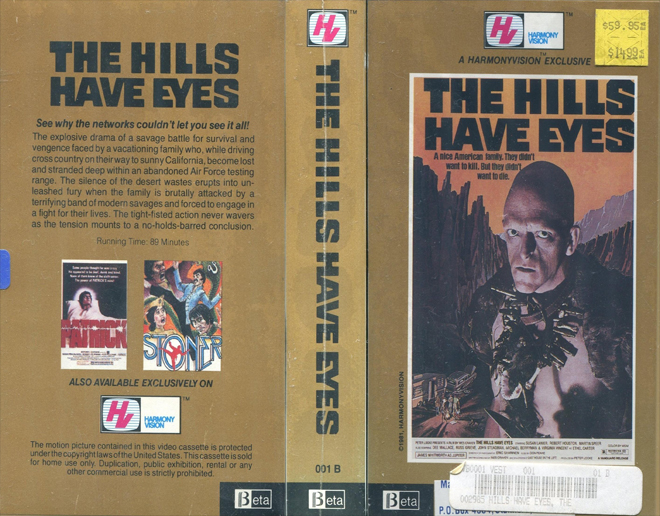 THE HILLS HAVE EYES, ACTION VHS COVER, HORROR VHS COVER, BLAXPLOITATION VHS COVER, HORROR VHS COVER, ACTION EXPLOITATION VHS COVER, SCI-FI VHS COVER, MUSIC VHS COVER, SEX COMEDY VHS COVER, DRAMA VHS COVER, SEXPLOITATION VHS COVER, BIG BOX VHS COVER, CLAMSHELL VHS COVER, VHS COVER, VHS COVERS, DVD COVER, DVD COVERS