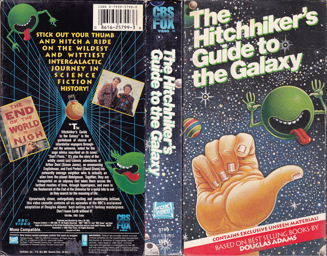 THE HITCHHIKERS GUIDE TO THE GALAXY VHS COVER