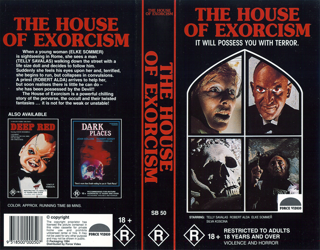 THE HOUSE OF EXORCISM, AUSTRALIAN, VHS COVER, VHS COVERS