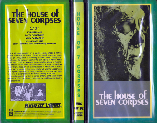 THE HOUSE OF SEVEN CORPSES, THE HOUSE OF 7 CORPSES VHS COVER