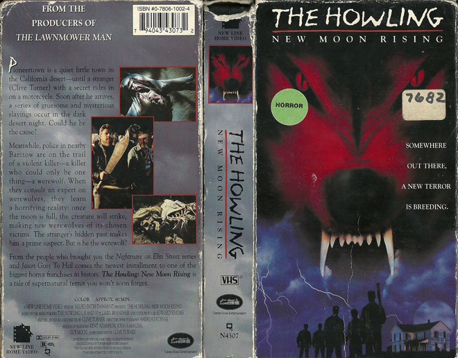 THE HOWLING : NEW MOON RISING VHS COVER