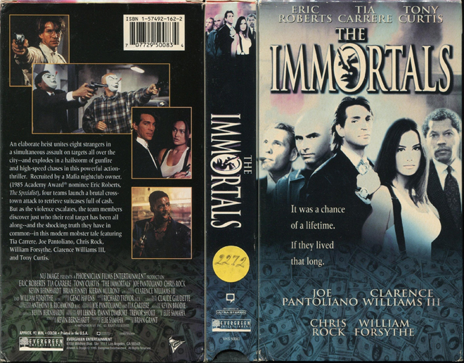 THE IMMORTALS, ACTION VHS COVER, HORROR VHS COVER, BLAXPLOITATION VHS COVER, HORROR VHS COVER, ACTION EXPLOITATION VHS COVER, SCI-FI VHS COVER, MUSIC VHS COVER, SEX COMEDY VHS COVER, DRAMA VHS COVER, SEXPLOITATION VHS COVER, BIG BOX VHS COVER, CLAMSHELL VHS COVER, VHS COVER, VHS COVERS, DVD COVER, DVD COVERS