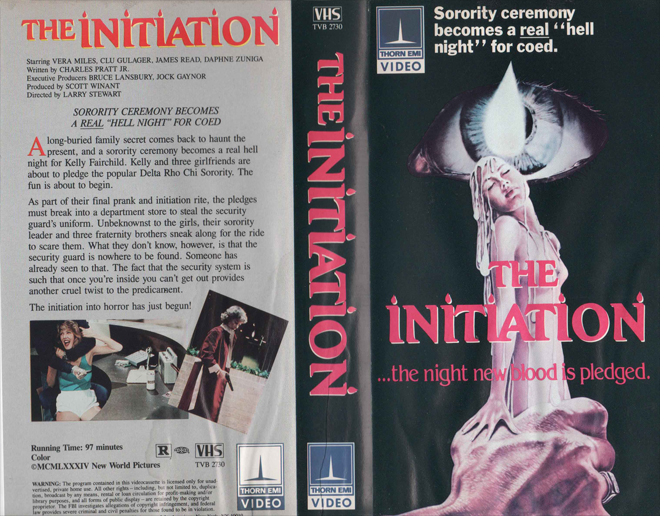 THE INITIATION HORROR VHS, ACTION VHS COVER, HORROR VHS COVER, BLAXPLOITATION VHS COVER, HORROR VHS COVER, ACTION EXPLOITATION VHS COVER, SCI-FI VHS COVER, MUSIC VHS COVER, SEX COMEDY VHS COVER, DRAMA VHS COVER, SEXPLOITATION VHS COVER, BIG BOX VHS COVER, CLAMSHELL VHS COVER, VHS COVER, VHS COVERS, DVD COVER, DVD COVERS