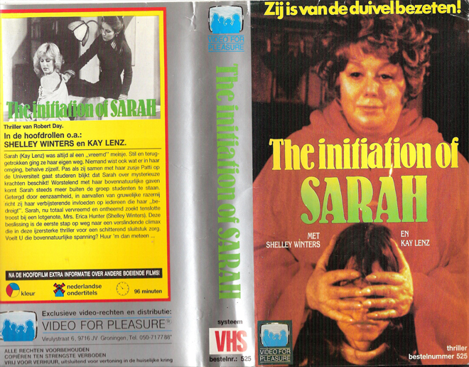 THE INITIATION OF SARAH, BIG BOX, HORROR, ACTION EXPLOITATION, ACTION, HORROR, SCI-FI, MUSIC, THRILLER, SEX COMEDY,  DRAMA, SEXPLOITATION, VHS COVER, VHS COVERS, DVD COVER, DVD COVERS