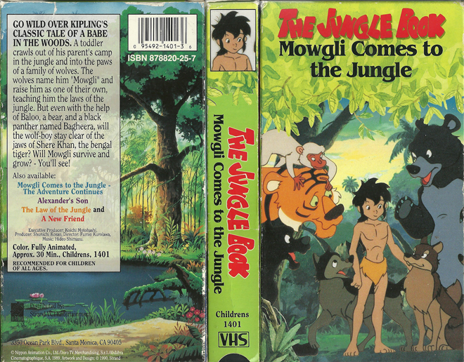 THE JUNGLE BOOK : MOWGLI COMES TO THE JUNGLE VHS COVER