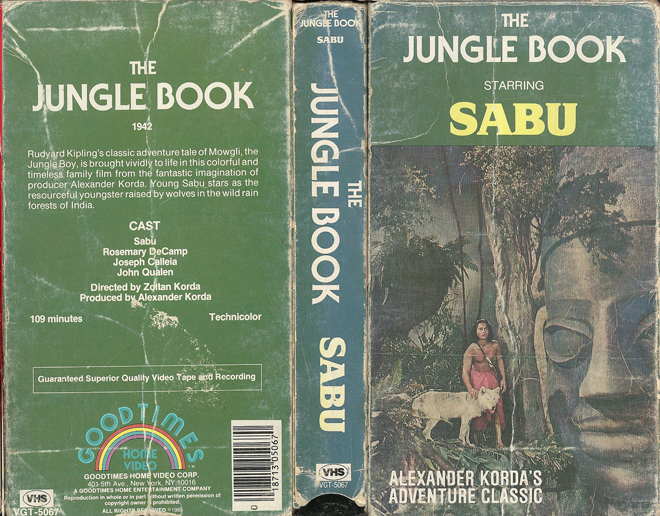 THE JUNGLE BOOK SABU VHS COVER, VHS COVERS