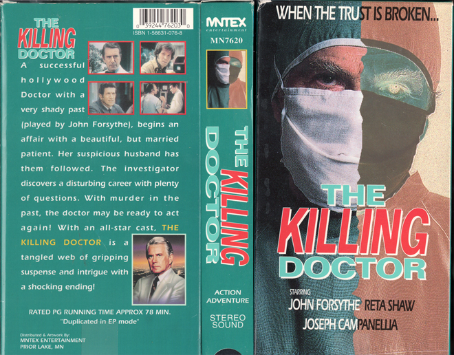 THE KILLING DOCTOR VHS COVER, VHS COVERS