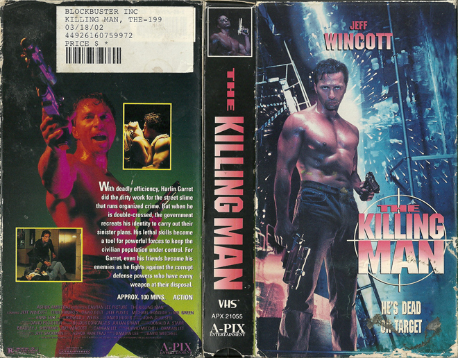 THE KILLING MAN, ACTION VHS COVER, HORROR VHS COVER, BLAXPLOITATION VHS COVER, HORROR VHS COVER, ACTION EXPLOITATION VHS COVER, SCI-FI VHS COVER, MUSIC VHS COVER, SEX COMEDY VHS COVER, DRAMA VHS COVER, SEXPLOITATION VHS COVER, BIG BOX VHS COVER, CLAMSHELL VHS COVER, VHS COVER, VHS COVERS, DVD COVER, DVD COVERS