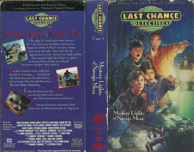 THE LAST CHANCE DETECTIVES MYSTERY LIGHTS OF NAVAJO MESA FOCUS ON THE FAMILY VHS COVER