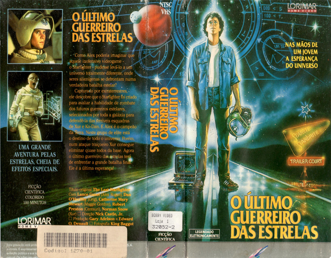 THE LAST STARFIGHTER, BRAZIL VHS, BRAZILIAN VHS, ACTION VHS COVER, HORROR VHS COVER, BLAXPLOITATION VHS COVER, HORROR VHS COVER, ACTION EXPLOITATION VHS COVER, SCI-FI VHS COVER, MUSIC VHS COVER, SEX COMEDY VHS COVER, DRAMA VHS COVER, SEXPLOITATION VHS COVER, BIG BOX VHS COVER, CLAMSHELL VHS COVER, VHS COVER, VHS COVERS, DVD COVER, DVD COVERS
