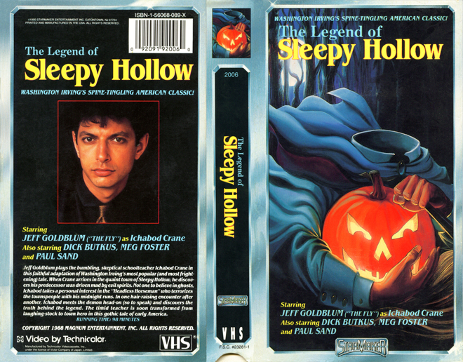 THE LEGEND OF SLEEPY HOLLOW, JEFF GOLDBLUM, VHS COVERS, VHS COVER