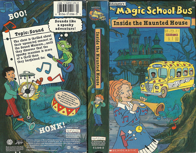 THE MAGIC SCHOOL BUS : INSIDE THE HAUNTED HOUSE VHS COVER, VHS COVERS