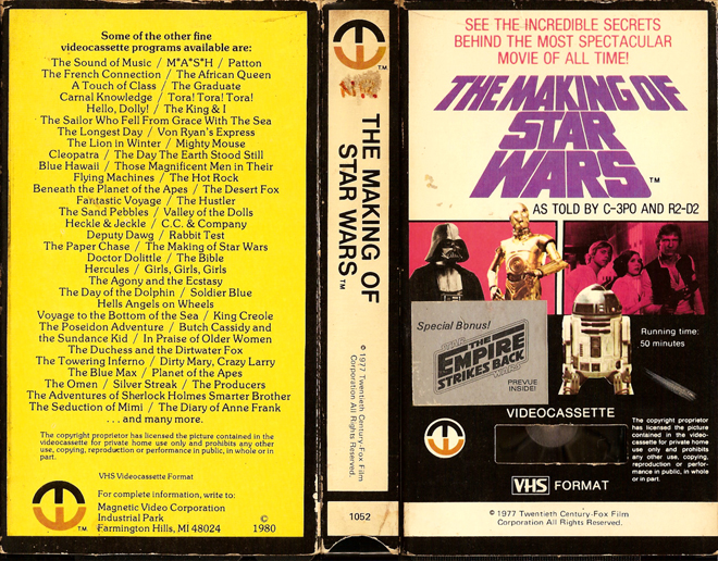 THE MAKING OF STAR WARS VHS COVER