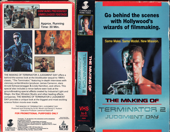 THE MAKING OF TERMINATOR 2 JUDGMENT DAY VHS, ACTION VHS COVER, HORROR VHS COVER, BLAXPLOITATION VHS COVER, HORROR VHS COVER, ACTION EXPLOITATION VHS COVER, SCI-FI VHS COVER, MUSIC VHS COVER, SEX COMEDY VHS COVER, DRAMA VHS COVER, SEXPLOITATION VHS COVER, BIG BOX VHS COVER, CLAMSHELL VHS COVER, VHS COVER, VHS COVERS, DVD COVER, DVD COVERS