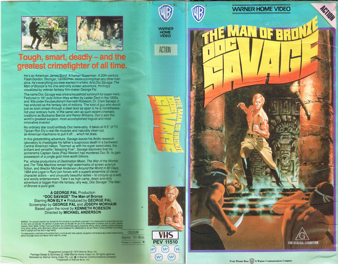 THE MAN OF BRONZE DOC SAVAGE VHS COVER
