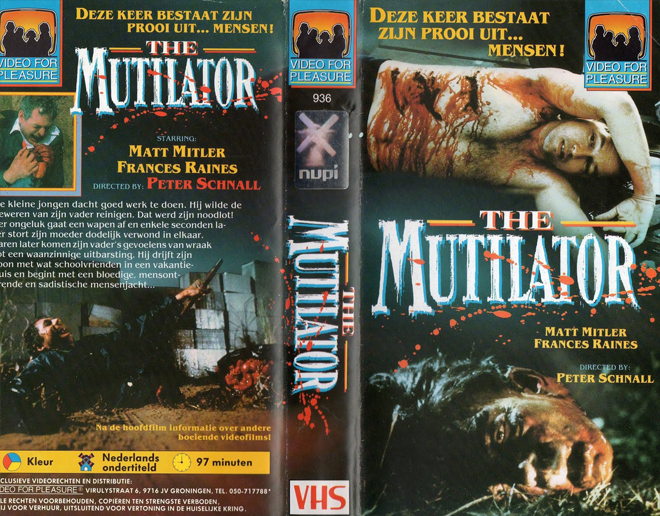 THE MUTILATOR PETER SCHNALL VHS COVER, VHS COVERS