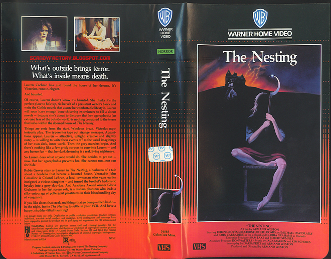 THE NESTING, BIG BOX, HORROR, ACTION EXPLOITATION, ACTION, HORROR, SCI-FI, MUSIC, THRILLER, SEX COMEDY,  DRAMA, SEXPLOITATION, VHS COVER, VHS COVERS, DVD COVER, DVD COVERS