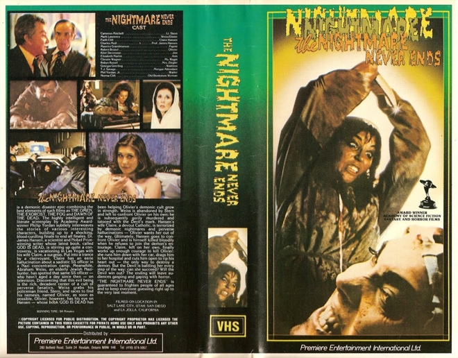 THE NIGHTMARE NEVER ENDS VHS COVER