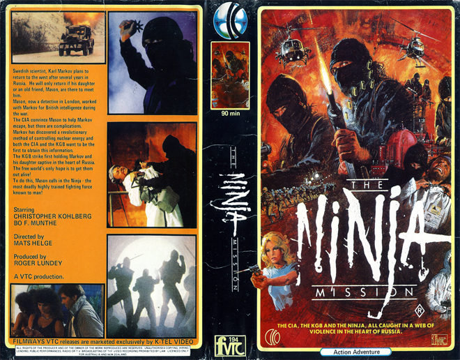 THE NINJA MISSION, AUSTRALIAN, VHS COVER, VHS COVERS