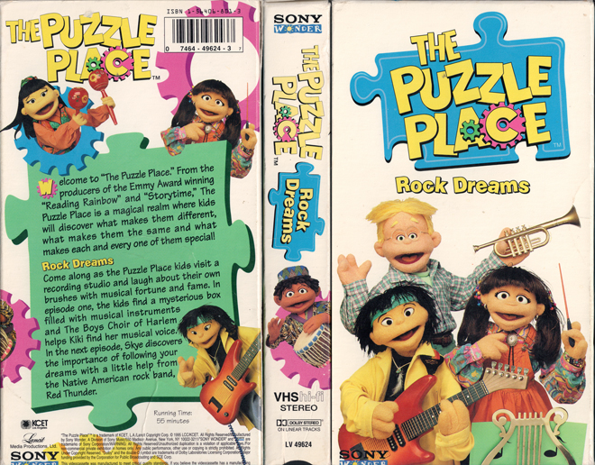 THE PUZZLE PLACE ROCK DREAMS VHS COVER, VHS COVERS
