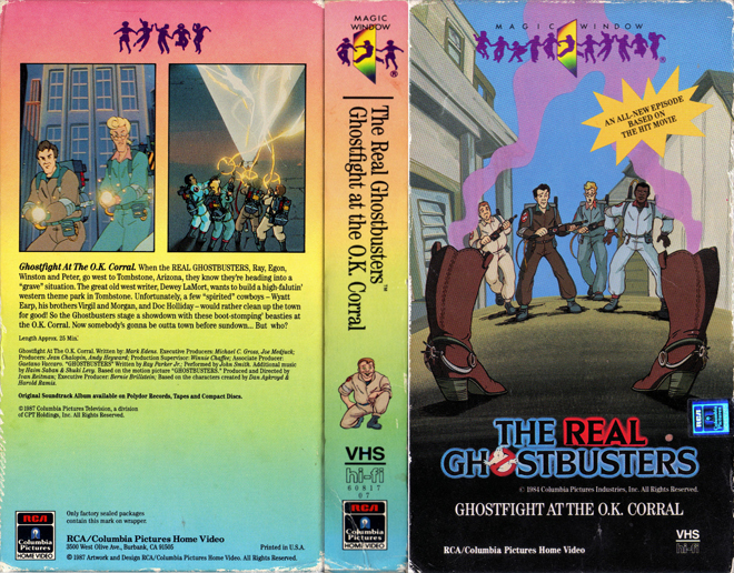 THE REAL GHOSTBUSTERS GHOSTFIGHT AT THE OK CORRAL, HORROR, ACTION EXPLOITATION, ACTION, HORROR, SCI-FI, MUSIC, THRILLER, SEX COMEDY,  DRAMA, SEXPLOITATION, VHS COVER, VHS COVERS, DVD COVER, DVD COVERS