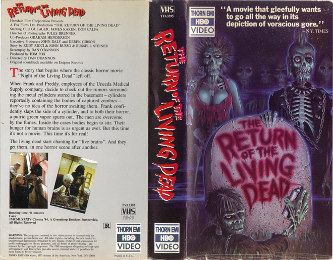 THE RETURN OF THE LIVING DEAD VHS COVER