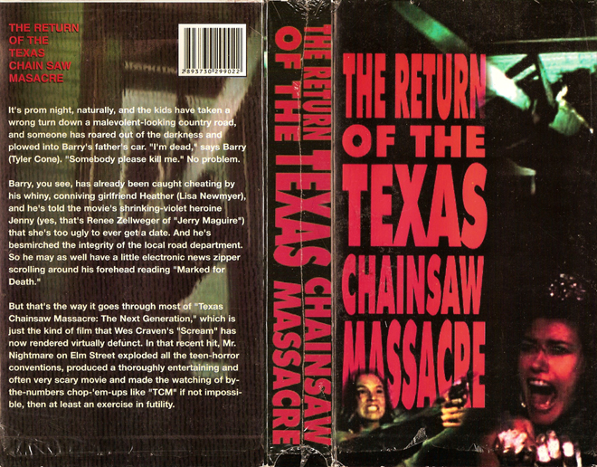 THE RETURN OF THE TEXAS CHAINSAW MASSACRE VHS COVER