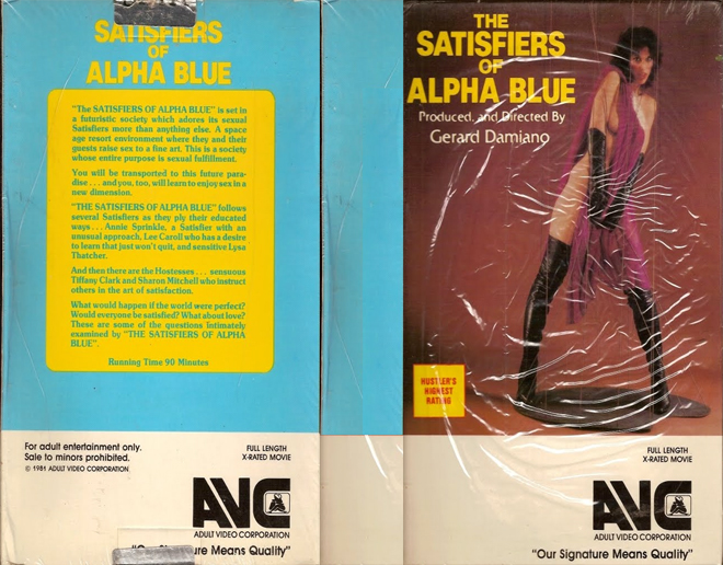 THE SATISFIERS OF ALPHA BLUE SEXPLOITATION VHS COVER