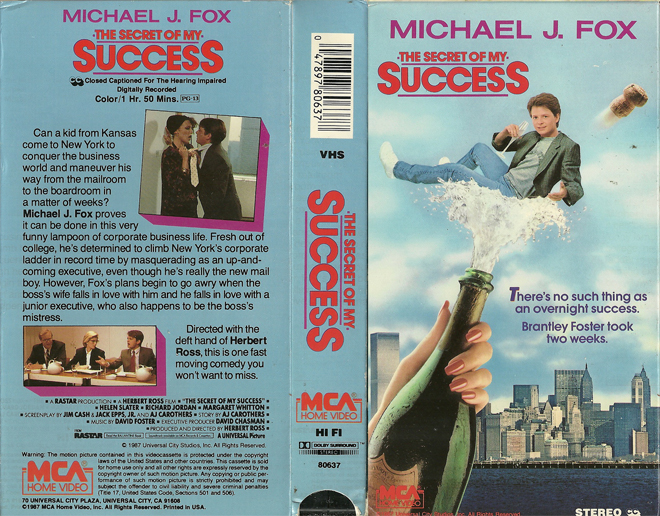THE SECRET OF MY SUCCESS MICHAEL J FOX VHS COVER, VHS COVERS