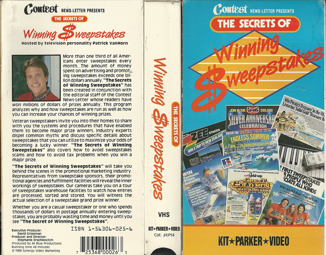 THE SECRETS OF WINNING THE SWEEPSTAKES VHS COVER