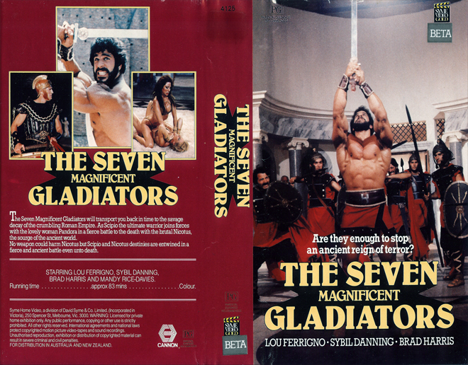 THE SEVEN MAGNIFICENT GLADIATORS AUSTRALIAN VHS COVER, VHS COVERS
