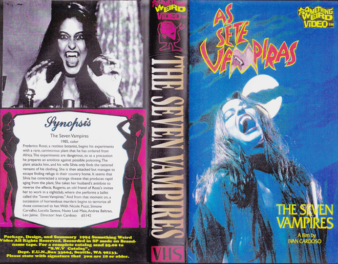 THE SEVEN VAMPIRES, SOMETHING WEIRD VIDEO, SWV, HORROR, ACTION EXPLOITATION, ACTION, HORROR, SCI-FI, MUSIC, THRILLER, SEX COMEDY,  DRAMA, SEXPLOITATION, VHS COVER, VHS COVERS, DVD COVER, DVD COVERS