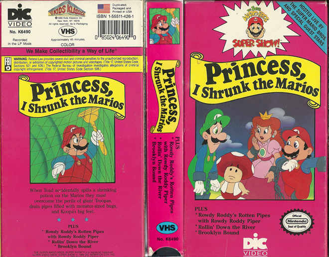 THE SUPER MARIO BROS SUPER SHOW : PRINCESS I SHRUNK THE MARIO, VHS COVERS
